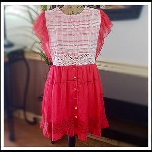 LISTICLE Women's Red Ruffle Tunic Top / Dress *